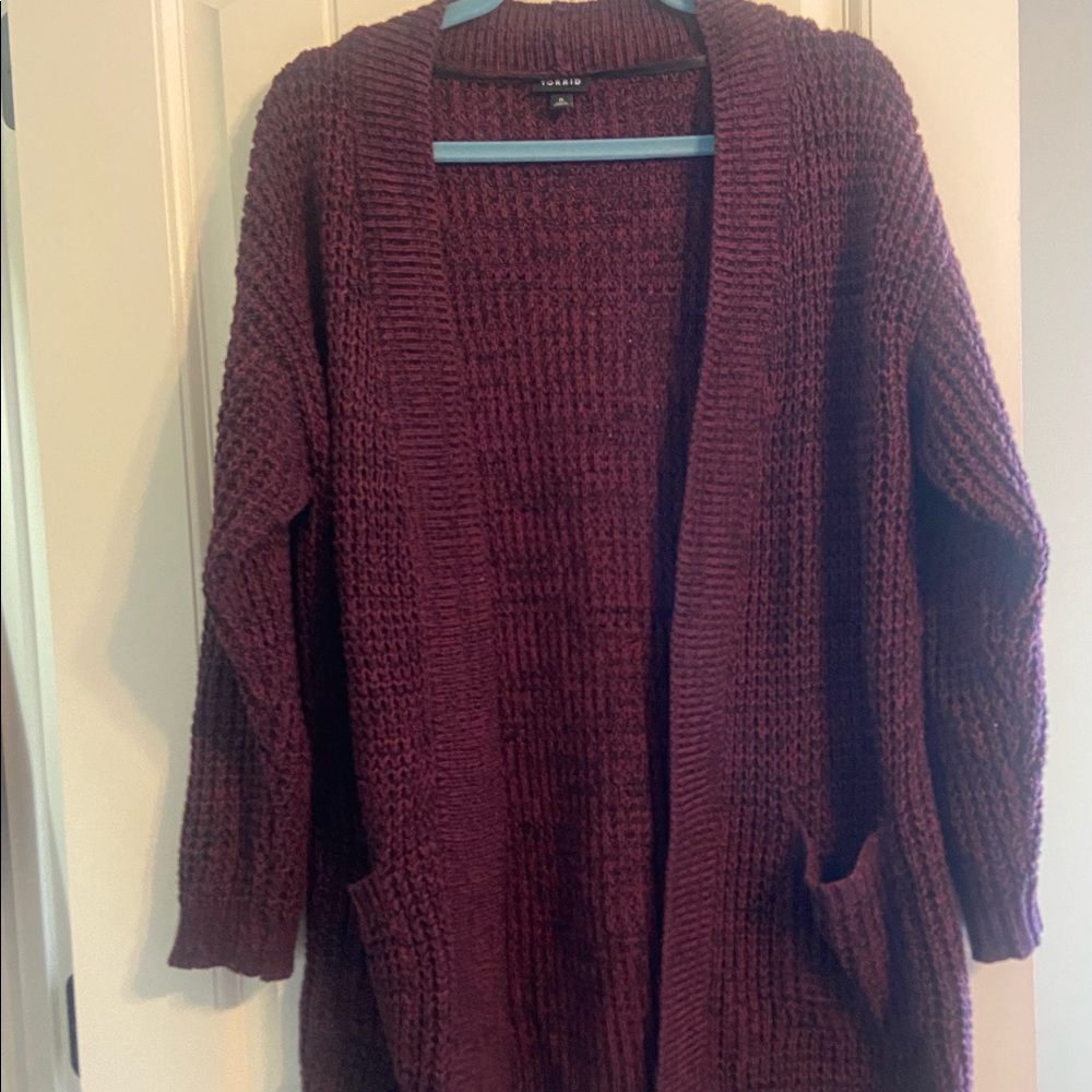 Burgundy knit cardigan